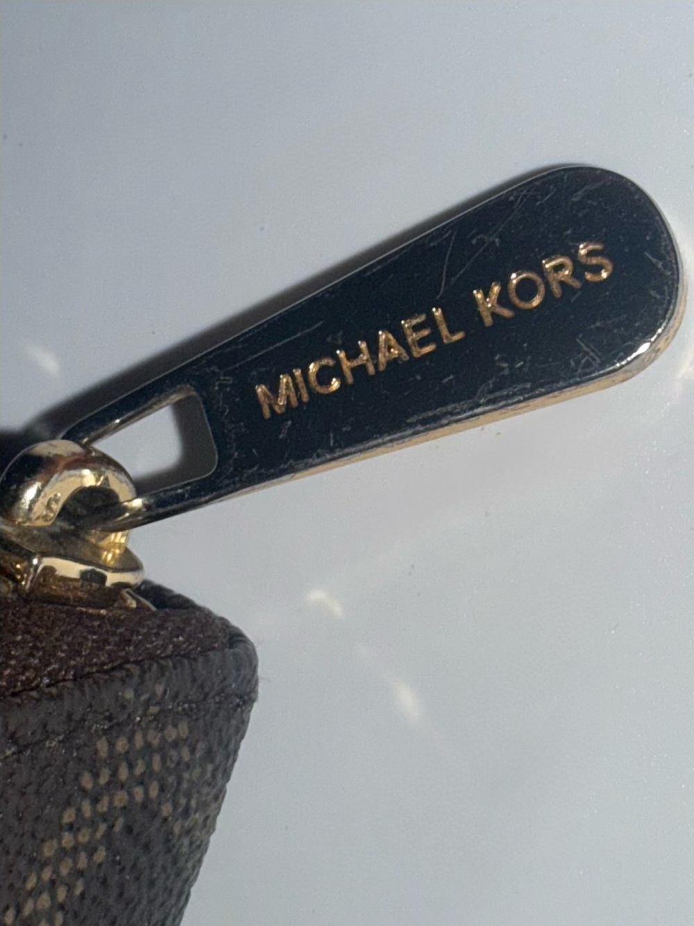 Used-Michael Kors Dark Brown Signature Zip-Around Wallst - Picture 4 of 8